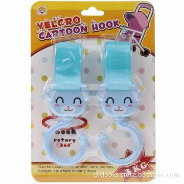 Convent Lovely Cartoon Style Velcro Enclosure Hanger Clasps/Wall Hooks for Baby Carriage with 210mm